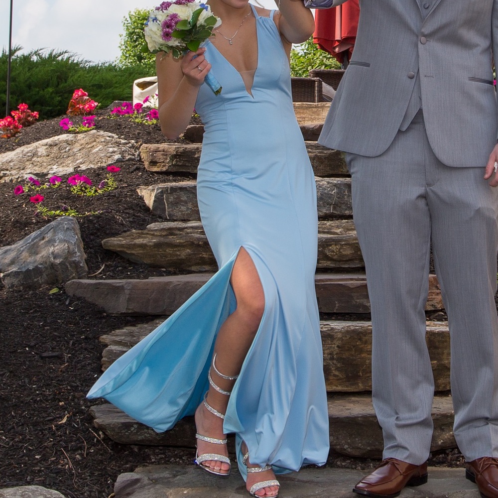 Simple Baby Blue Prom Dress